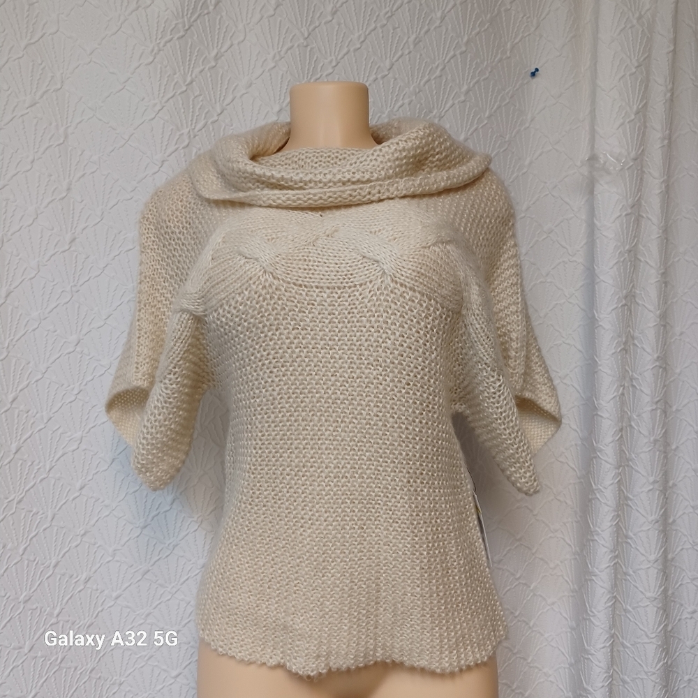 Vintage America New Women Size Pm Cream Cowl Neck Sweater